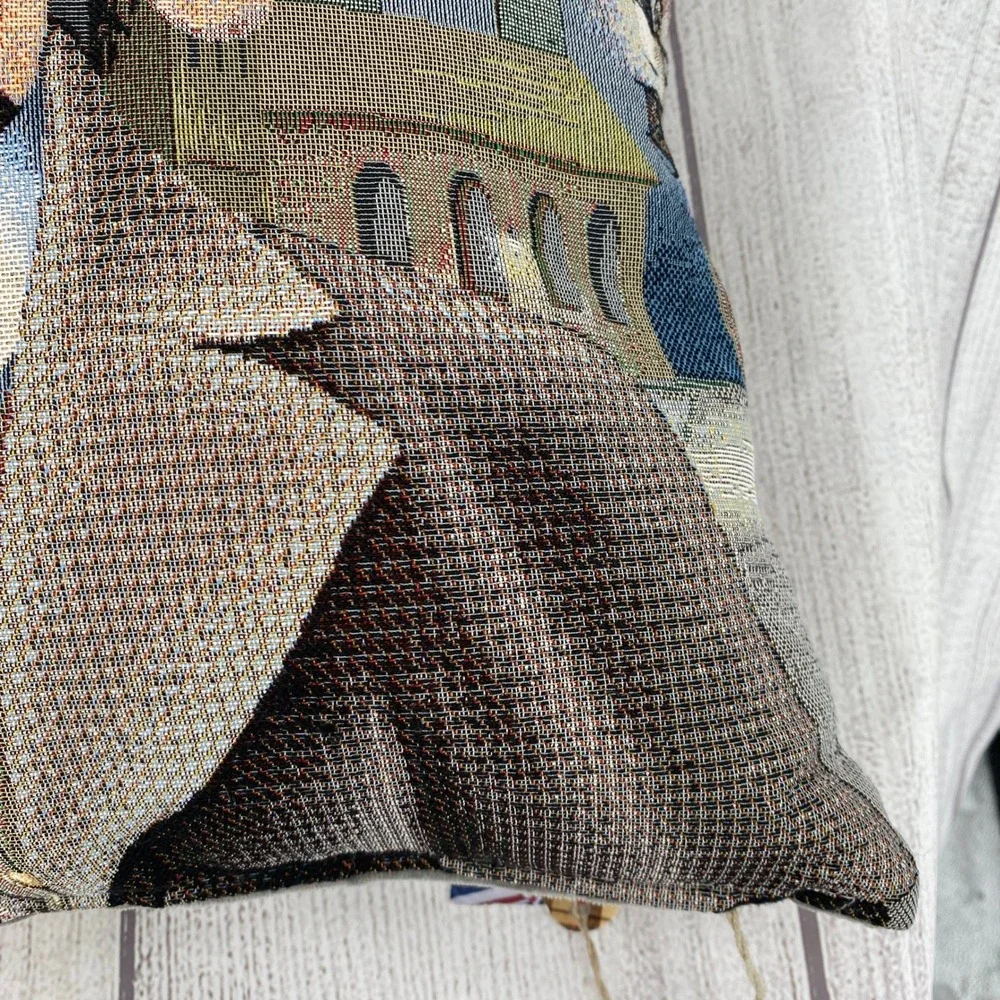 Hines of Oxford Tapestry Pillow Brown Gentleman Dog Sherlock Holmes British